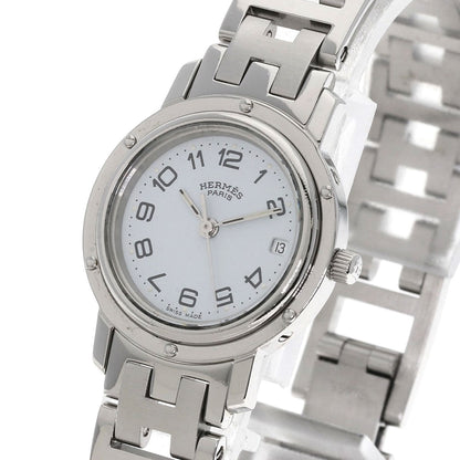 Hermes Watches Quartz Stainless Steel Silver Clipper Old Belt White Dial