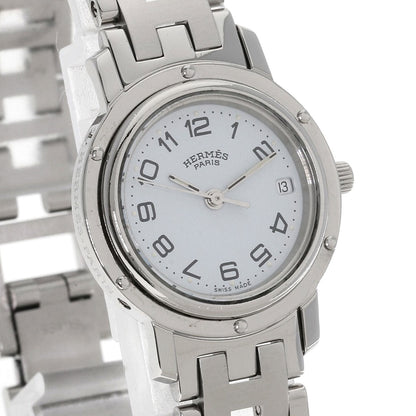 Hermes Watches Quartz Stainless Steel Silver Clipper Old Belt White Dial