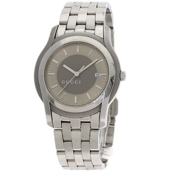 Gucci Watches Quartz 5500Xl Stainless Steel Silver Round Face Brown Dial