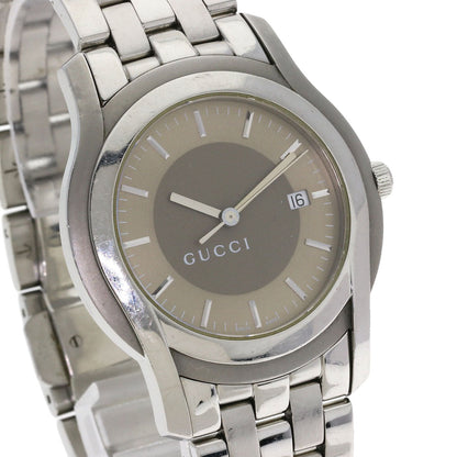 Gucci Watches Quartz 5500Xl Stainless Steel Silver Round Face Brown Dial