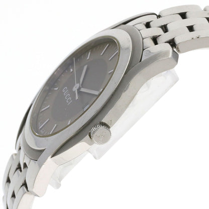 Gucci Watches Quartz 5500Xl Stainless Steel Silver Round Face Brown Dial