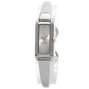 Gucci Watches Quartz 109 Stainless Steel Silver Square Face 2P Diamond Silver Dial