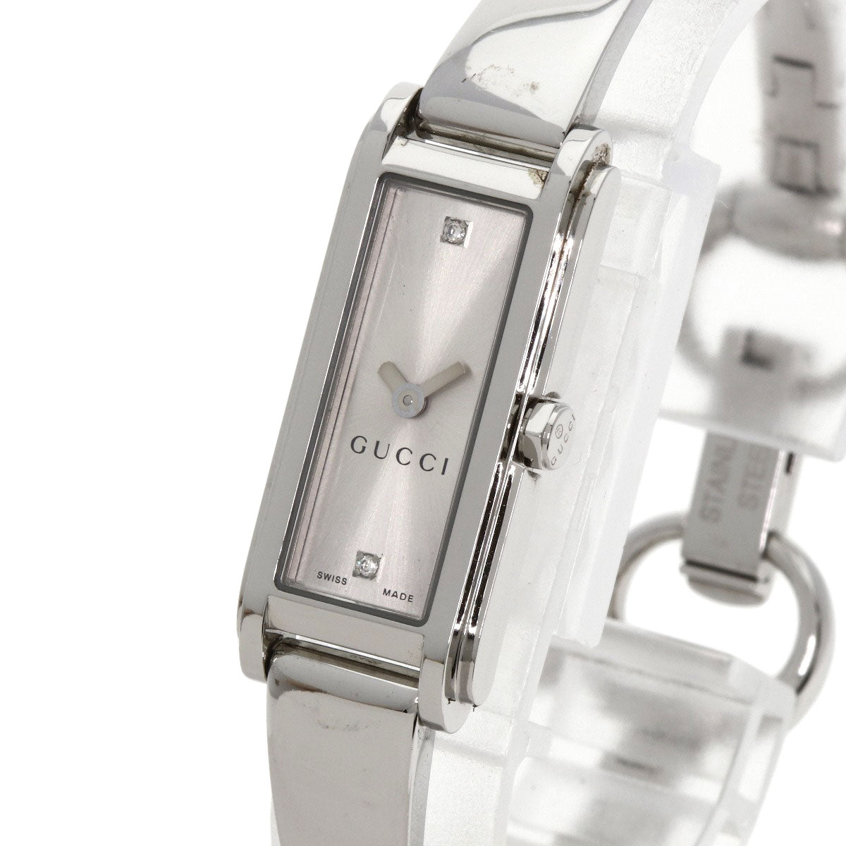 Gucci Watches Quartz 109 Stainless Steel Silver Square Face 2P Diamond Silver Dial