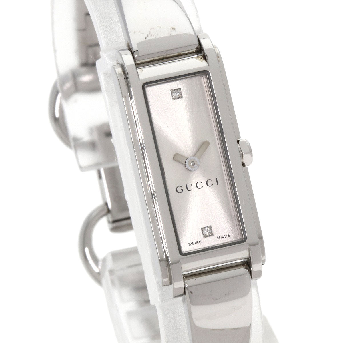 Gucci Watches Quartz 109 Stainless Steel Silver Square Face 2P Diamond Silver Dial