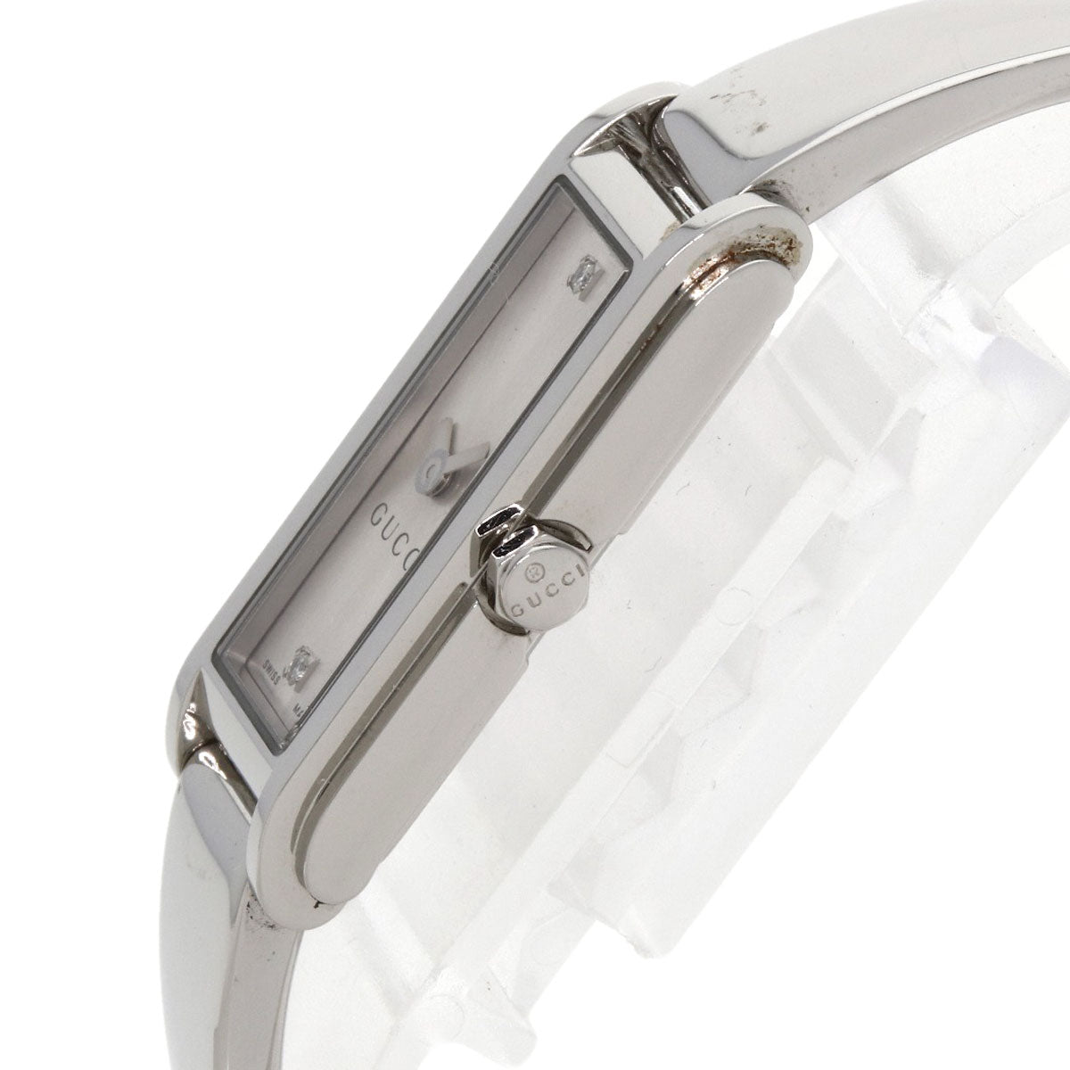 Gucci Watches Quartz 109 Stainless Steel Silver Square Face 2P Diamond Silver Dial
