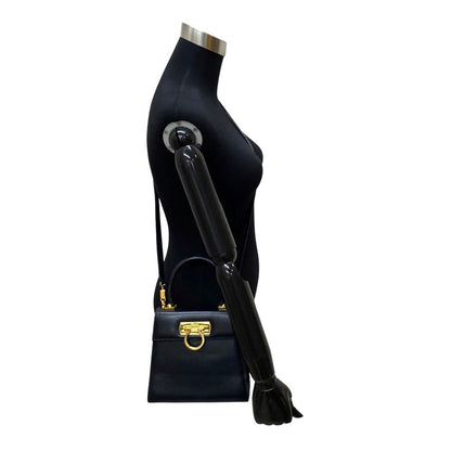 Salvatore Ferragamo Shoulder Bag Calfskin, Leather Black Gancini Women
