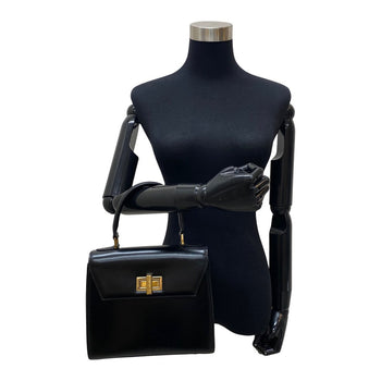 Celine Shoulder Bag Calfskin, Leather Black Logo Turn Lock Women