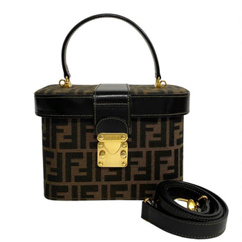 Fendi Shoulder Bag Leather, Canvas Black Zucca Women