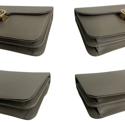 Gucci Shoulder Bag Leather Gray Interlocking Women