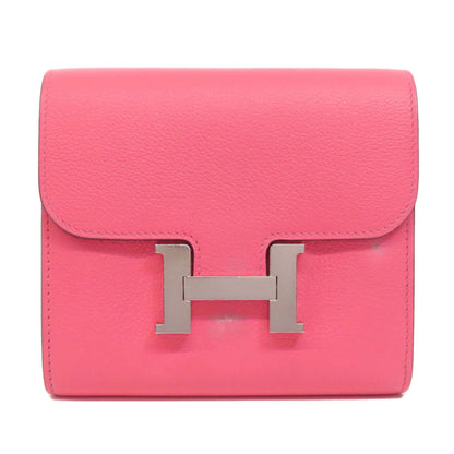 Hermes Bifold Wallet Vaugham Pink Constance Compact Silvermetal Women