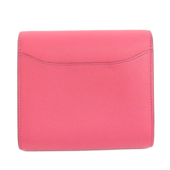 Hermes Bifold Wallet Vaugham Pink Constance Compact Silvermetal Women