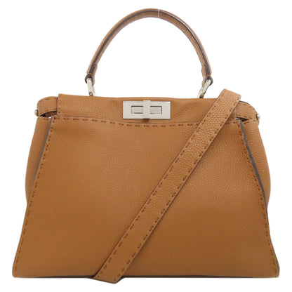 Fendi Handbag Calfskin Brown Peekaboo Celeria 2Way Women