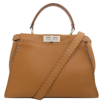 Fendi Handbag Calfskin Brown Peekaboo Celeria 2Way Women
