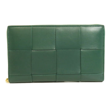 Bottegaveneta Long Wallet Purse Calfskin Green Maxi Intrecciato Women