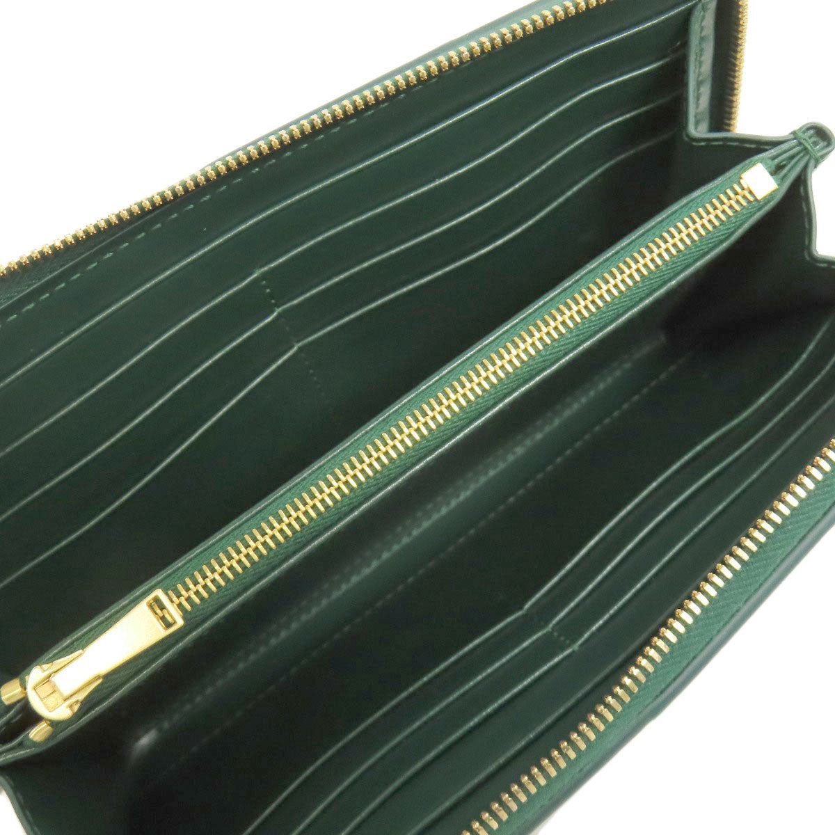 Bottegaveneta Long Wallet Purse Calfskin Green Maxi Intrecciato Women