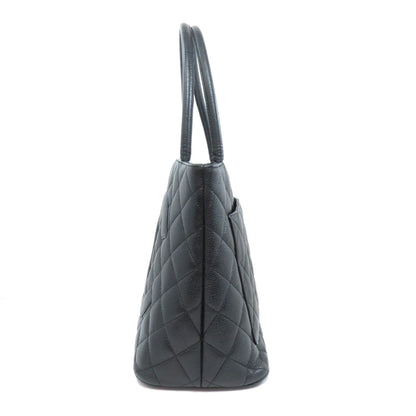 Chanel Tote Bag Grained Calfskin Skin Black Replica Tote Gold Metal Women
