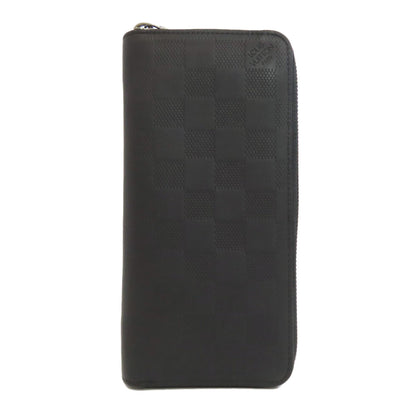 Louis Vuitton Long Wallet Purse N63548 Damier Anfini Black Zippy Wallet Vertical Mens