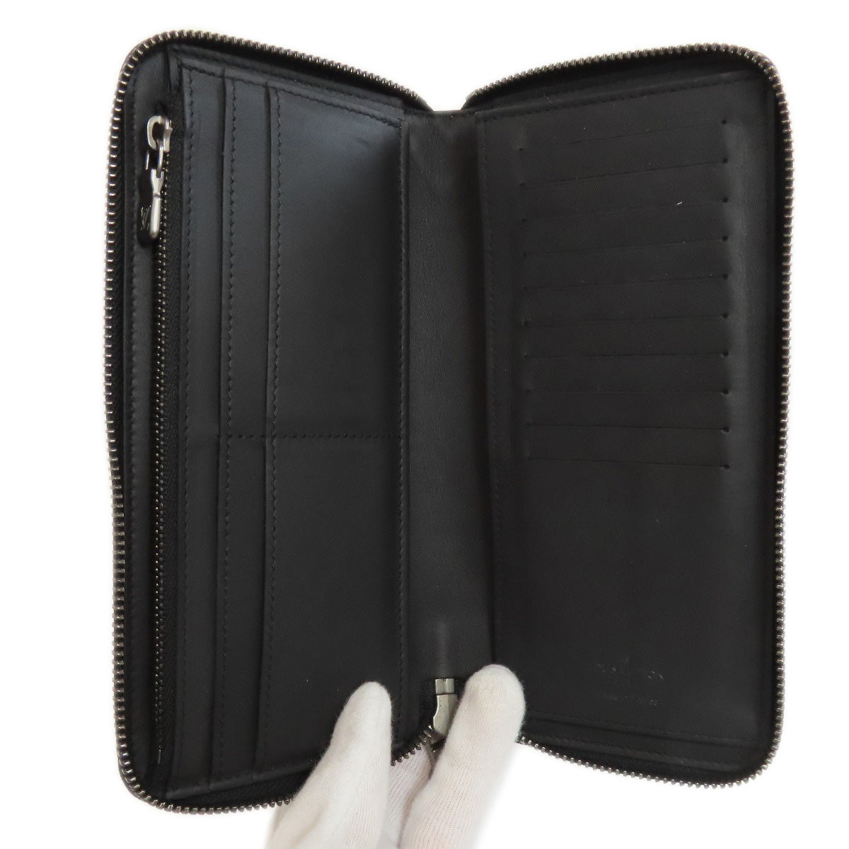 Louis Vuitton Long Wallet Purse N63548 Damier Anfini Black Zippy Wallet Vertical Mens