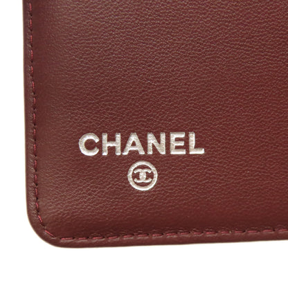 Chanel Long Wallet Purse Lambskin Black Matelasse Silvermetal Women