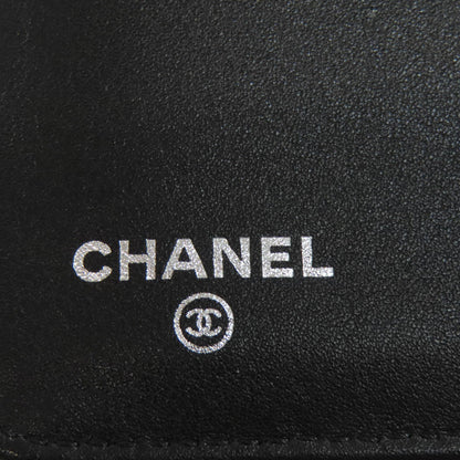 Chanel Long Wallet Purse Grained Calfskin Skin Black Coco Mark Silvermetal Women