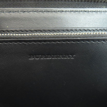 Burberry Long Wallet Purse Leather Black Chain Motif Women(Unisex)