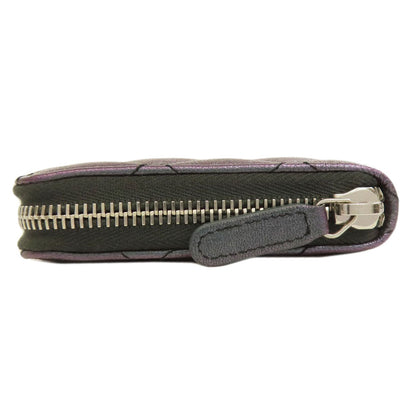 Chanel Long Wallet Purse Calfskin Purple Matelasse Coco Mark Silvermetal Women