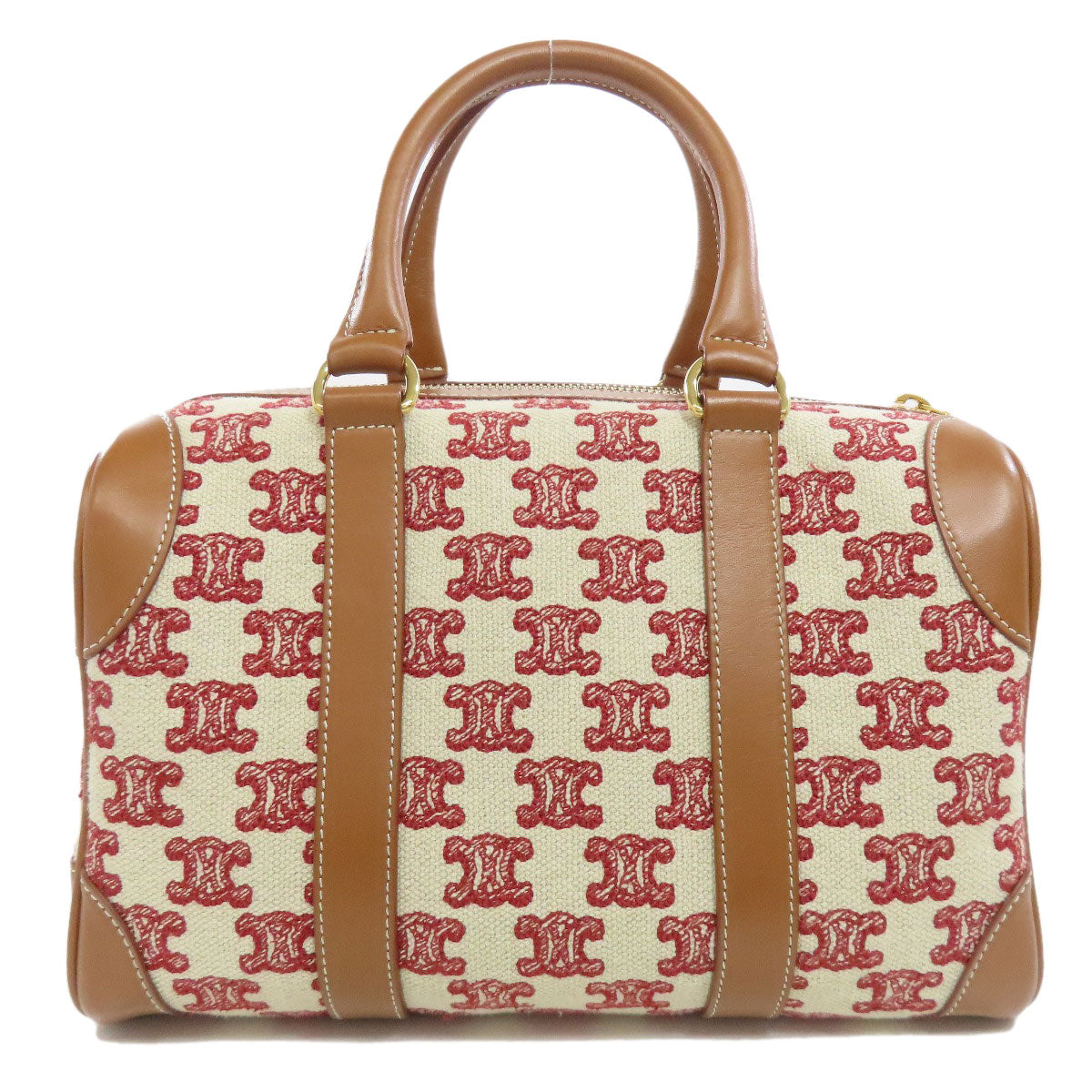 Celine Boston Duffel Bag Canvas Brown Triomphe 2Way Women
