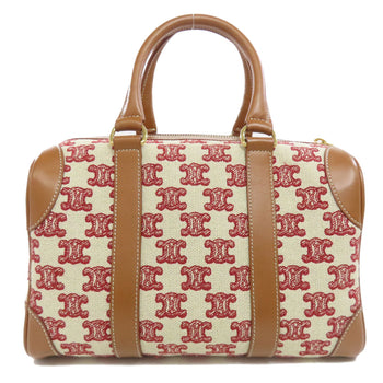 Celine Boston Duffel Bag Canvas Brown Triomphe 2Way Women