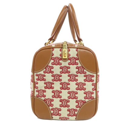 Celine Boston Duffel Bag Canvas Brown Triomphe 2Way Women
