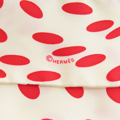 Hermes Scarf Silk White Twilly Hola Flamenca Dot Pattern Women