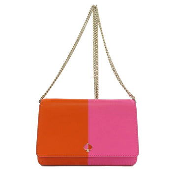 Kate Spade Long Wallet Purse Leather Pink Chain Wallet Bicolor Women