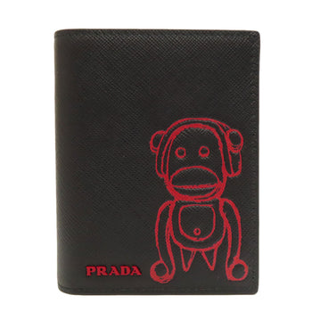 Prada Bifold Wallet 1Mv204 Safiano Black Monkey Print Women