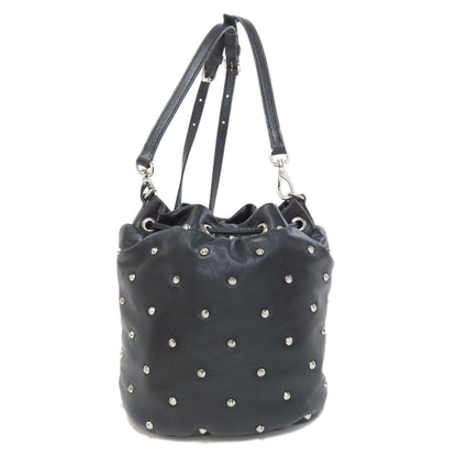 Miumiu Shoulder Bag Leather Black Studs Women