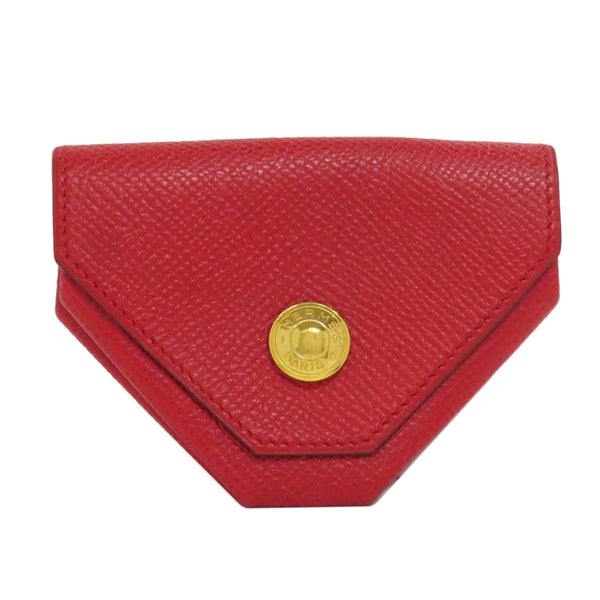 Hermes Coin Case Shave Red Le Vingtquatre Gold Metal Women