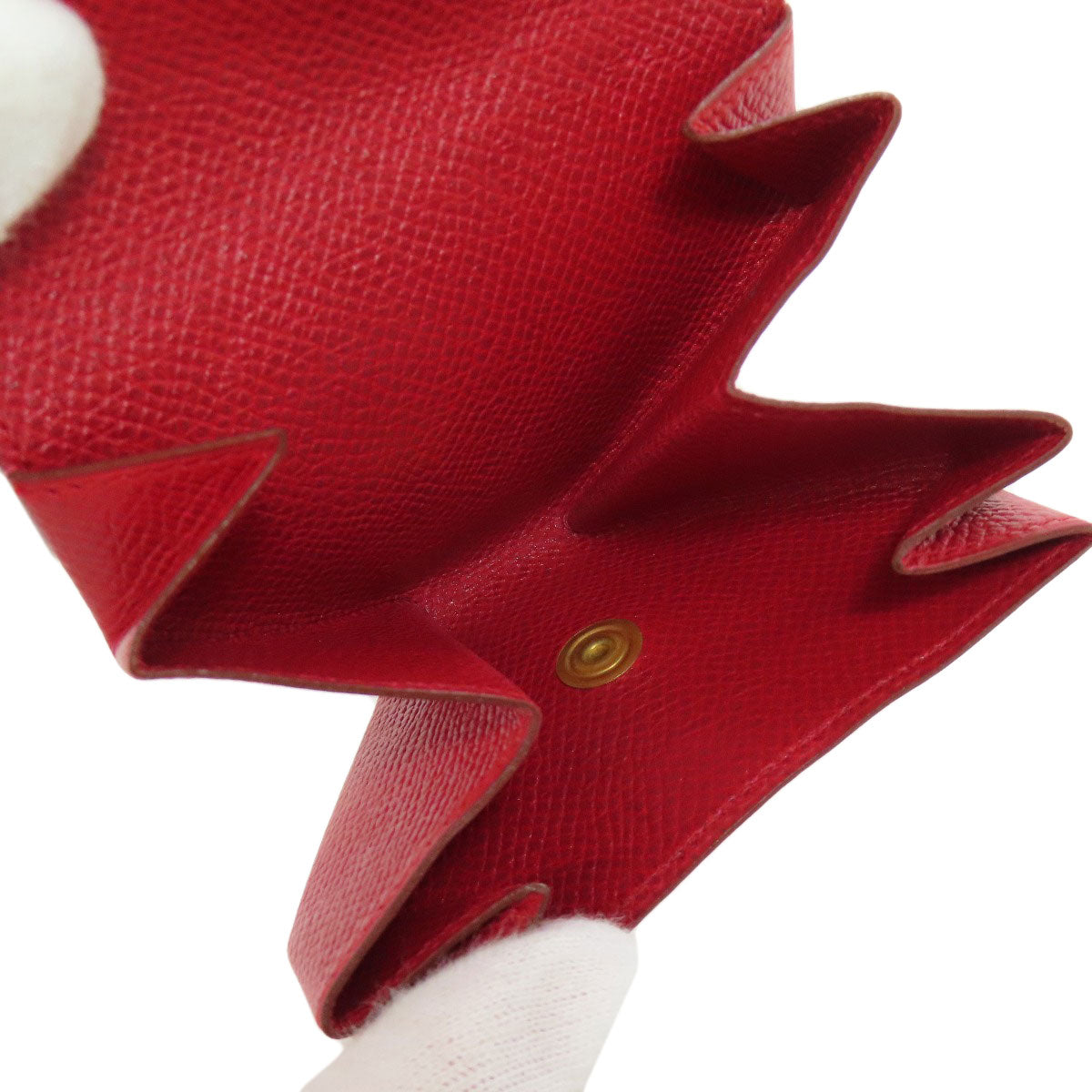 Hermes Coin Case Shave Red Le Vingtquatre Gold Metal Women