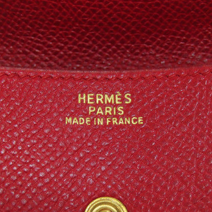 Hermes Coin Case Shave Red Le Vingtquatre Gold Metal Women
