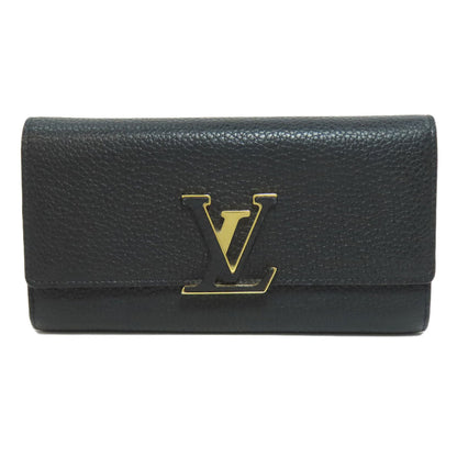 Louis Vuitton Long Wallet Purse M61248 Taurillon Clemence Black Portefeuille Capsine Women