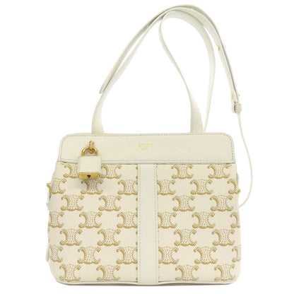 Celine Shoulder Bag Pvc White Triomphe Women