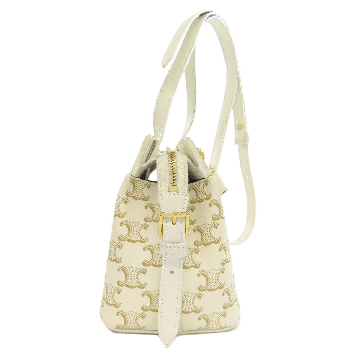 Celine Shoulder Bag Pvc White Triomphe Women