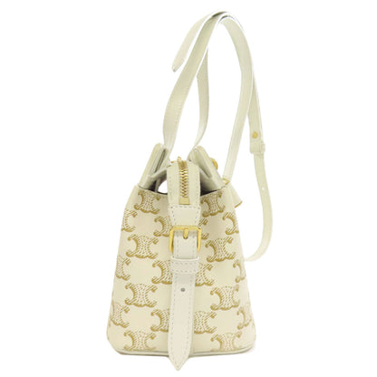 Celine Shoulder Bag Pvc White Triomphe Women