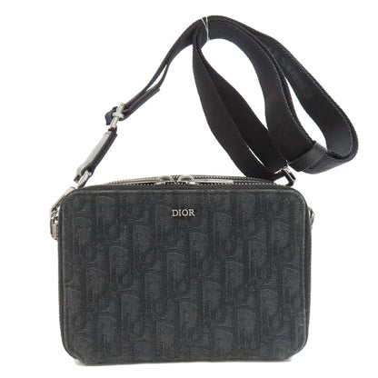 Christian Dior Shoulder Bag Canvas Black Oblique Women
