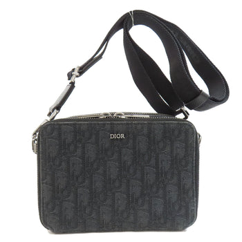 Christian Dior Shoulder Bag Canvas Black Oblique Women