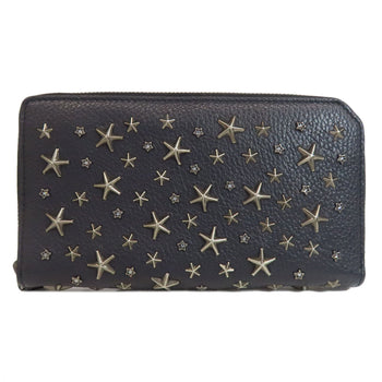Jimmy Choo Long Wallet Purse Leather Navy Star Motif Studs Women