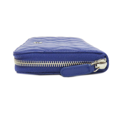 Chanel Long Wallet Purse Lambskin Purple Matelasse Coco Mark Silvermetal Women