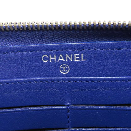 Chanel Long Wallet Purse Lambskin Purple Matelasse Coco Mark Silvermetal Women