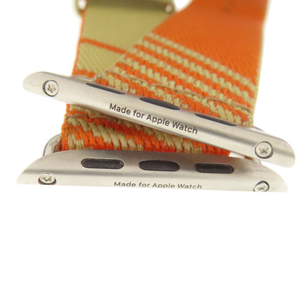 Hermes Watches Nylon, Silver Beige Watch Belt Belt Parts For Apple Watch 1.6" Women