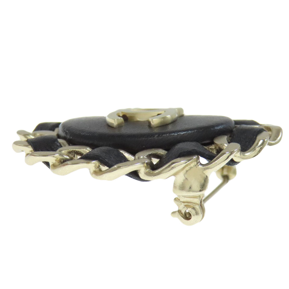 Chanel Brooch Metal, Leather Silver Coco Mark Women