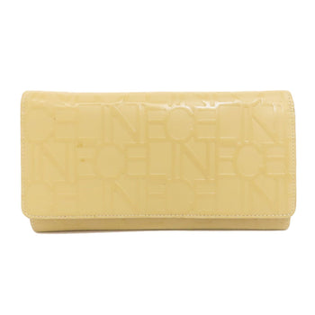 Celine Long Wallet Purse Leather Beige Logo Women