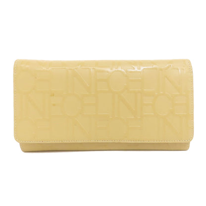 Celine Long Wallet Purse Leather Beige Logo Women