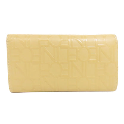 Celine Long Wallet Purse Leather Beige Logo Women